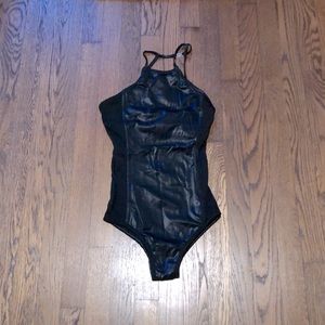 Bloch leather-look halter leotard